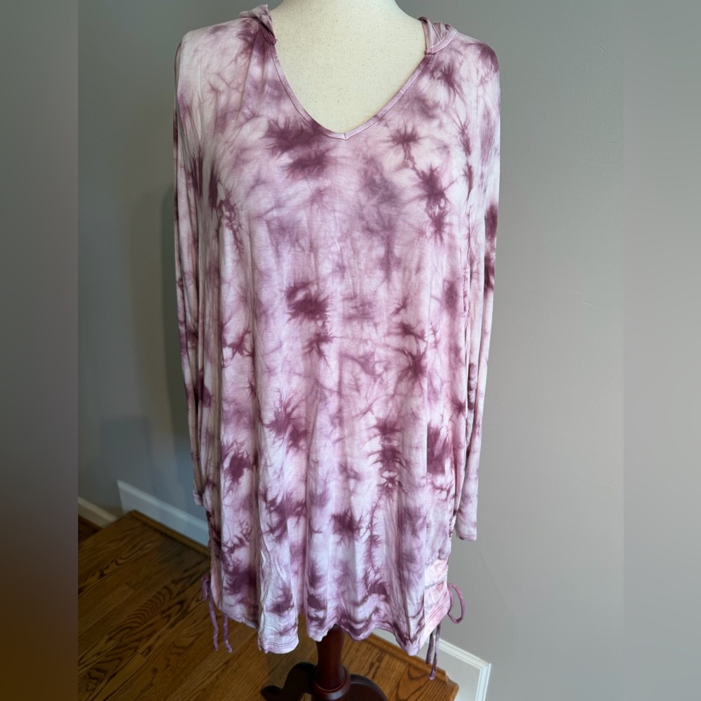 Torrid Purple Tie-Dye Hooded Supersoft Tunic Top - Torrid Size 4 (26, 4X)